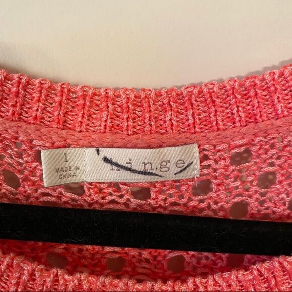 Hinge-Pink/Cream Mixed Knit Pullover Sweater - Picture 9 of 10